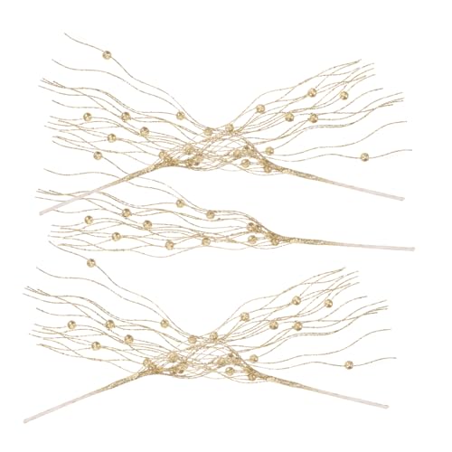 MAGICLULU 5 Stück Teiliges Künstliches Pflanzenzweig Goldene Weihnachtsbaum Dekoration mit Beeren Natürlicher Look Wiederverwendbar als Vase Füller für Festliche Wohn und Partygestaltung von MAGICLULU