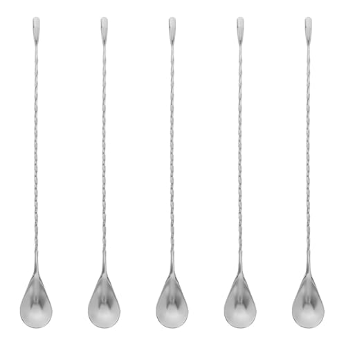 MAGICLULU 5-teiliger Barmixlöffel: 12 Zoll Edelstahl-Spiralmuster-Barkeeper-Whiskey-Cocktail-Shaker-Löffel mit langem Griff für Tee-Kaffee-Getränke von MAGICLULU