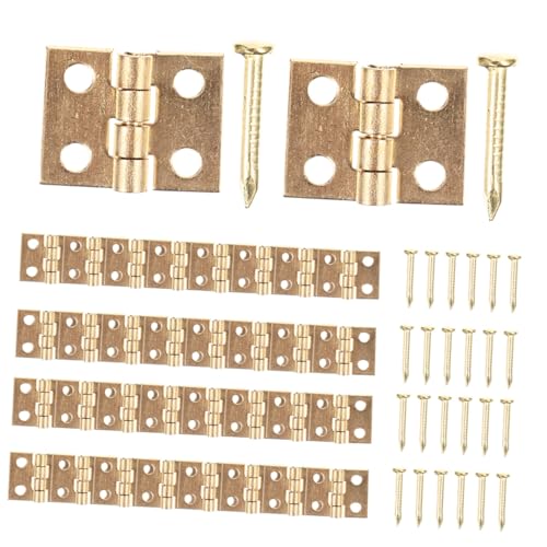 MAGICLULU 50 Sätze Teiliges Kleine Messing-scharnier mit Schrauben Kompakte Mini-klappscharniere für Schmuckkästen Vintage Schrankbeschläge Robuste Leicht zu Montierende Möbelbeschläge von MAGICLULU
