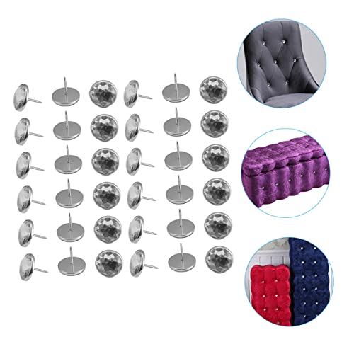 MAGICLULU 50 Stück Teiliges Kristall Möbelnägel Sofaknöpfe Runde Sofaknöpfe Dekorative Polsternägel mit Metallbasis Funkelnede Möbel Dekoration für Couch und Wandgestaltung von MAGICLULU