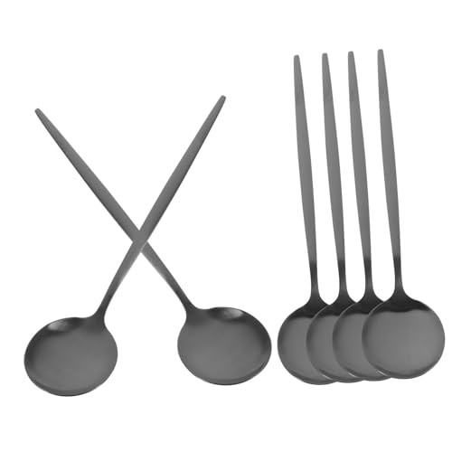 MAGICLULU 6 Stck Teiliges Schwarze Suppenlöffel aus Edelstahl Matte Runde Esslöffel Rostfrei Spülmaschinengeeignet Langlebig für Küche Restaurant und Haushalt Geeignet MAGICLULU 6 Stck Teiliges Schwarze Suppenlöffel aus Edelstahl Matte Runde Esslöffel Rostfrei Spülmaschinengeeignet Langlebig für Küche Restaurant und Haushalt Geeignet von MAGICLULU