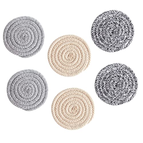 MAGICLULU 6 Stck. Runde Baumwoll Untersetzer Teiliges Isolierte und rutschfeste Untersetzer für Getränke Tischdekoration und Schutz für Kaffeetassen und Gläser von MAGICLULU