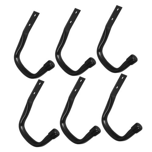 MAGICLULU 6 Stück Schwarze Schwerlast wandhaken Metall für Garage und Garten Wetterfeste Robuste Werkzeughalterung Vielseitig für Fahrräder Motorräder und Gartengeräte von MAGICLULU