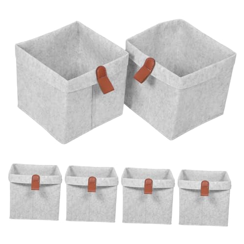 MAGICLULU 6 Stück Teiliges Faltbare Filz Aufbewahrungskörbe mit Tragegriffen Faltbare Aufbewahrungsboxen für Kinderzimmer Büro Schrank und Leichtgrau Platzsparend und Vielseitig Einsetzbar von MAGICLULU