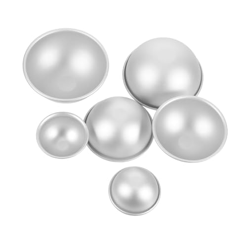 MAGICLULU 6 Stück Teiliges Halbrundes Kuchenform Aluminiumlegierung Antihaftbeschichtete Backform für DIY Halbkugelkuchen Vielseitig für Badesalzkugeln Seifen und Kerzen Einfache Reinigung von MAGICLULU