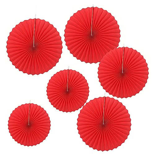 MAGICLULU 6 Stück Teiliges Papierfächer Blumen Rot für Hochzeit und Partys Wiederverwendbare für Festliche Anlässe Leicht Anzubringen Lagern von MAGICLULU