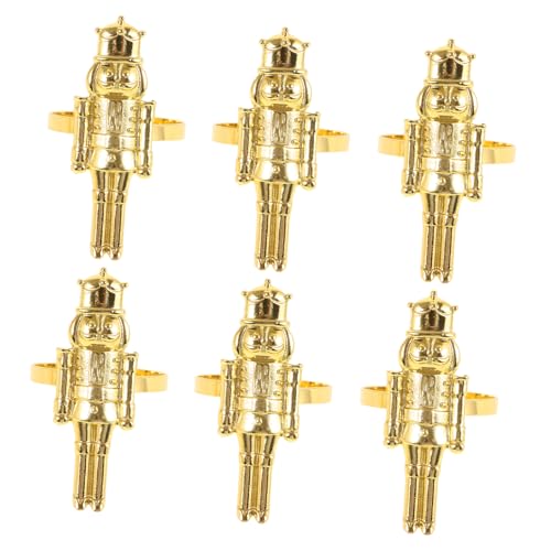 MAGICLULU 6 Stück Teiliges Weihnachts Serviettenringe aus Stabile Nutcracker Form Langlebige Tischdeko für Hochzeiten Feiern Festliche Anlässe und Farbbeständige Napkin Buckles von MAGICLULU