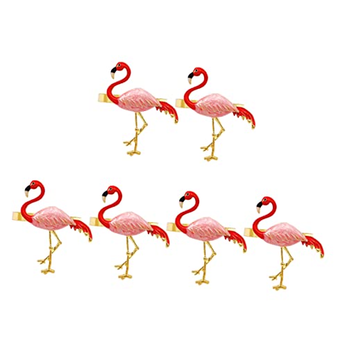 MAGICLULU 6St Flamingo Serviettenschnalle Haartuch Hawaiische Tischdeko Weihnachtssto Flamingo-Tischschmuck Tischdekoration Hochzeit Serviettenring Schürze Partybedarf von MAGICLULU