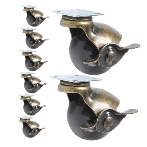 MAGICLULU 8 Stück Teiliges Antike Möbelrollen mit Bremse Drehbare Metallkugellenkrollen Robuste Möbelgleiter für Schwere Tische Geräuscharm und Bodenschonend Geeignet für Bürostühle und von MAGICLULU