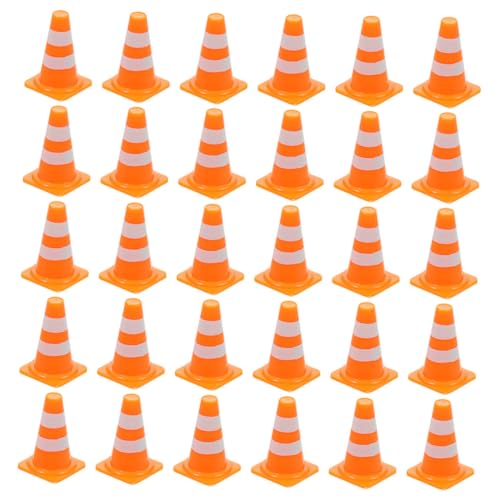 MAGICLULU 80 Stück Mini Verkehrskegel mit Kunststoff Straßenabsperrung und Verkehrszeichen Realistische Miniatur Pylonen für Verkehrsregeln Lernen und Sandtisch Baustellen Simulation von MAGICLULU