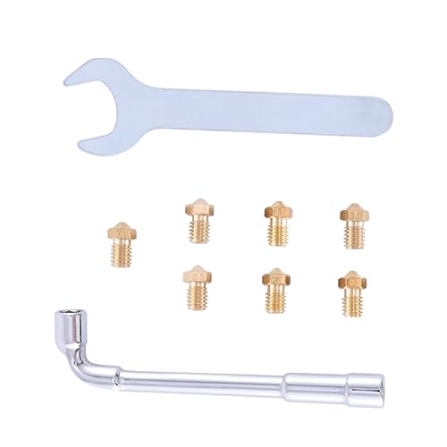 MAGICLULU 9 Stück Teiliges Drucker Zubehörset Messing Extruder Düsen mit Zwei Schraubenschlüsseln Geeignet für Abrasive Installieren und Auszutauschen von MAGICLULU