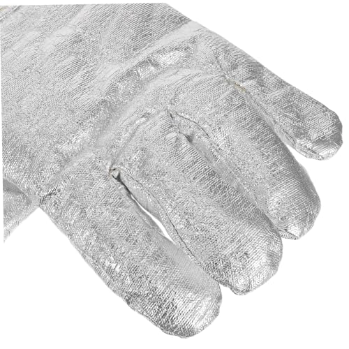 MAGICLULU Aluminiumfolie Hitzeschutzhandschuhe Hochtemperatur Beständige Arbeitshandschuhe Industriewärme Isolierende Schutzhandschuhe Hitzebeständige Fäustlinge für Stahlwerke Gießerei und von MAGICLULU
