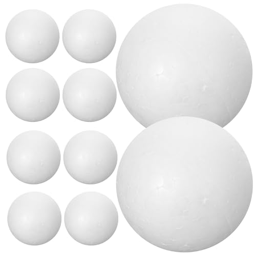 MAGICLULU Bälle 10 Stück Bastelschaumkugeln 3 Weiße Schaumkugeln Kleine Styroporkugeln Verschiedene Größen Styroporkugeln Für Heimwerker-Bastelarbeiten Kunstschulprojekte Heimdekoration von MAGICLULU