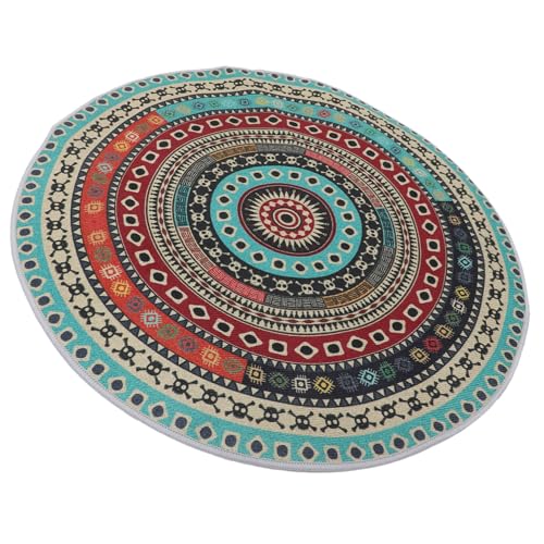 MAGICLULU Boho Rundteppich Waschbar Weicher Runder für Wohnzimmer und Schlafzimmer Ethno Design Matte Langlebig und Pflegeleicht von MAGICLULU