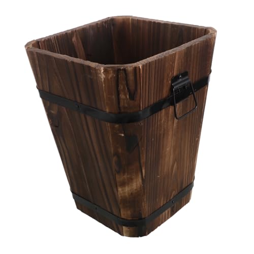 MAGICLULU Carbonisierte Holz schirmständer Eimer mit Ablauflöchern Rustikaler Regenschirmhalter für Eingangsbereich Gehstock Fächeraufbewahrung Langlebig für Innen Außenbereich Stilvolle von MAGICLULU