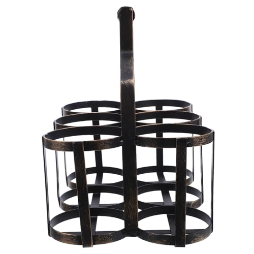 MAGICLULU Dekoratives Weinregal Im Bauernhausstil Weinträger Für 6 Flaschen Weinkorb Aus Schmiedeeisen Weinpräsentationsregal Bar Weinlagerregal Weinregal Mit Griff Picknick von MAGICLULU