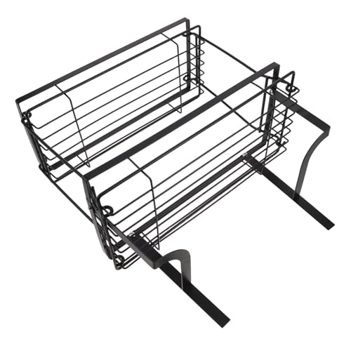 MAGICLULU Doppel-etagen Toiletten-Organizer aus Stabilem Platzsparendes Over Toilet Storage Regal ohne Bohren Abnehmbar Vielseitig für Badutensilien und Toilettenpapier Geeignet Schwarz von MAGICLULU