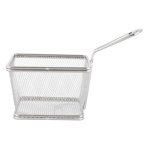 MAGICLULU Edelstahl Frittierkorb mit Ergonomischem Griff Hitzebeständig und Formstabil Großer Pommes Frites Korb für Ölablauf Tragbares Bratnetz für Frittierte Snacks Wie Chicken Wings und von MAGICLULU