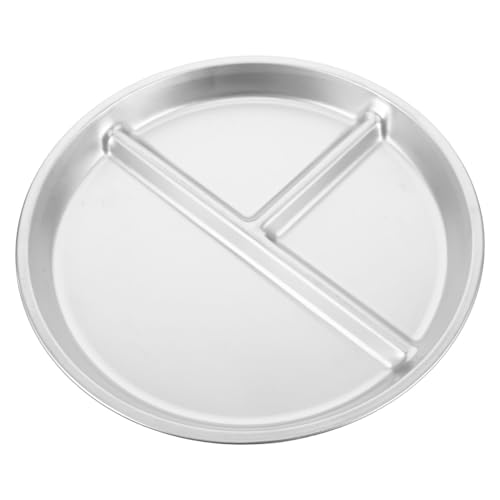 MAGICLULU Edelstahl Portionskontrollteller mit Fächern Mikrowellengeeigneter Leichter Robuster Ernährungsteller für Camping Schule und Gesunde Mahlzeiten Wiederverwendbar von MAGICLULU