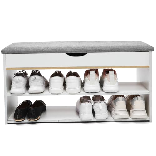 MAGICLULU Eingangs sitzbank mit Stauraum Klappdeckel Schuhregalbank Flurbank Schuhablage Multifunktionale Schuhaufbewahrung mit Gepolstertem Sitz für Flur Wohnzimmer MAGICLULU Eingangs sitzbank mit Stauraum Klappdeckel Schuhregalbank Flurbank Schuhablage Multifunktionale Schuhaufbewahrung mit Gepolstertem Sitz für Flur Wohnzimmer von MAGICLULU