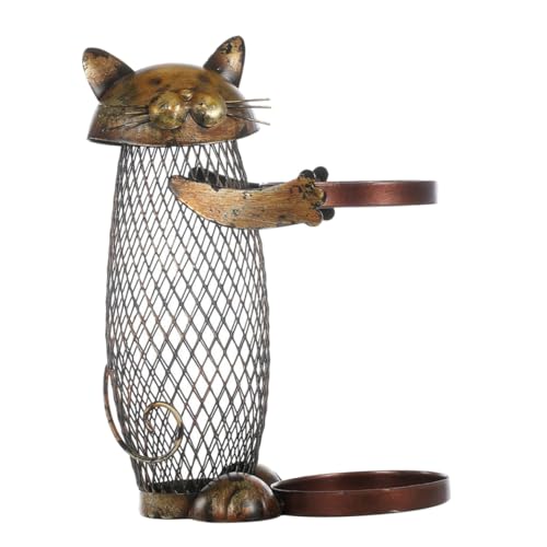 MAGICLULU Eisen Weinflaschenhalter Katzenform Weinregal mit Münzfach Kreatives Dekoobjekt für Küche Bar Zuhause Langlebiger Weinständer von MAGICLULU