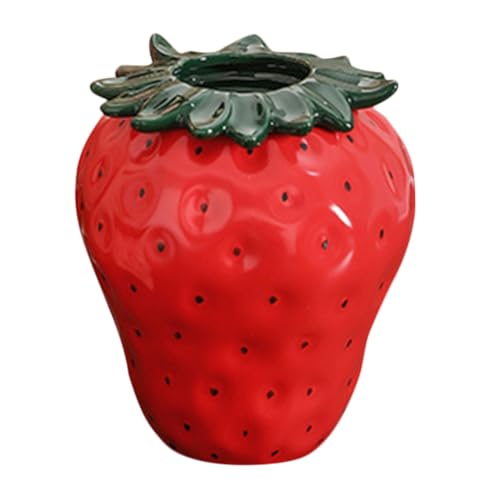 MAGICLULU Charmante Erdbeer-keramikvase Eleganter Blumenhalter Perfekt Für Das Wohnzimmer von MAGICLULU