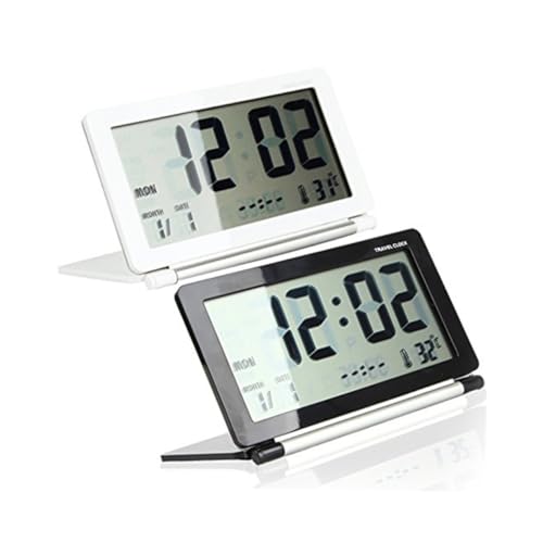 MAGICLULU Faltbare Digitaluhr zusammenklappbarer Wecker LCD-Wecker tragbar LCD digitaler wecker Schlummerwecker Mode ultradünne Uhr Schreibtischwecker Flüssigkristall Thermometer Reisen Weiß von MAGICLULU