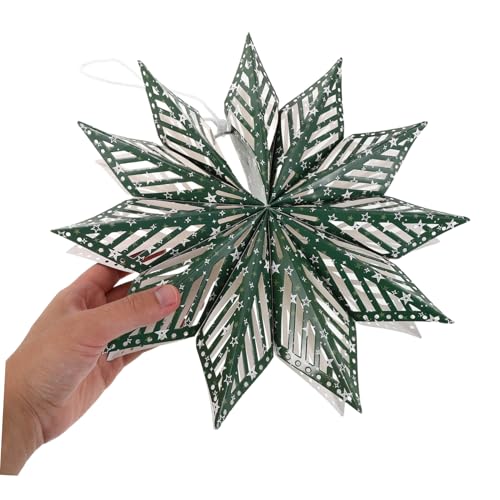 MAGICLULU Faltbarer Papierstern Grün Weihnachts-hängedekoration Vielseitiger Party Hochzeitsanhänger für Babyparty Geburtstag Klassenzimmer Lichtechte Stern-deko von MAGICLULU