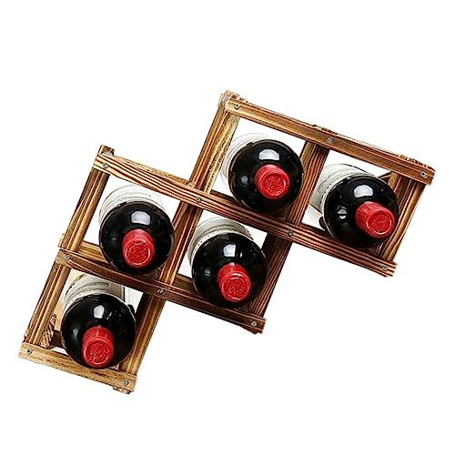 MAGICLULU Faltbares Holz Weinregal für Flaschen Tischplatte Flaschenhalter Karbonisiertem Design für Bars Wohnzimmer und Hotels mit Separaten Fächern für Jede Flasche von MAGICLULU