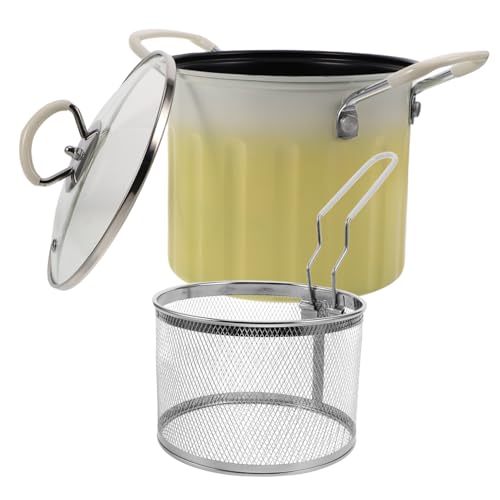 MAGICLULU Topf Für Fritteuse Gusseisen Deckel Und Siebkorb Induktionstopf Für Tempura Hähnchen Garnelen Pommes Frites Rutschfester Boden von MAGICLULU