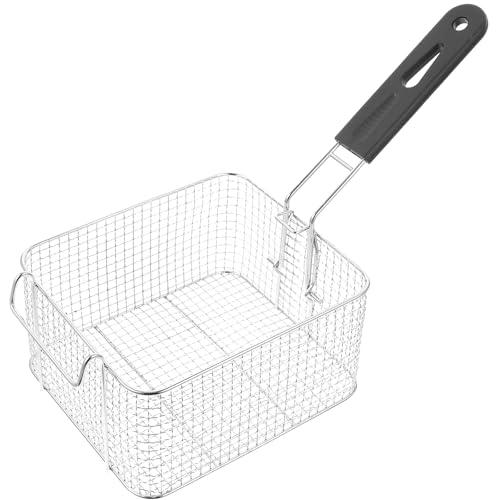 MAGICLULU Frittiersieb Aus Edelstahl Frittierkorb Kartoffel Kochsieb Pommes Frites Halter Frittierkorb Quadratischer Pommes Frites Korb Frittier Netzbehälter Körbe Für Pommes Frites von MAGICLULU