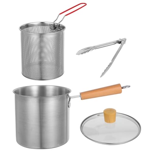 MAGICLULU Frittiertopf: 3-l-Fritteuse mit Korb – Ölfrittiertopf aus Edelstahl – Frittierbehälter mit einem Griff für die Küche zu Hause und kleine Haushalte von MAGICLULU