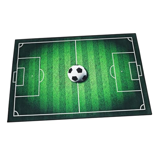 MAGICLULU Fußballfeldspielteppich Wohnzimmer Teppich für Fußballfelder Tonhöhe Fußballteppich kinderteppich Teppich mit Fußballmuster Teppichbodenmatte Polyester (Polyester) Grün von MAGICLULU
