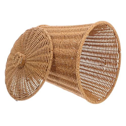 MAGICLULU Geflochtener Runder Korb Wäschekorb Rattan Imitation Gewebte Aufbewahrungsbehälter Gewebter Rattan Aufbewahrungsbehälter Gewebter Handgewebter Korb Handgewebter von MAGICLULU
