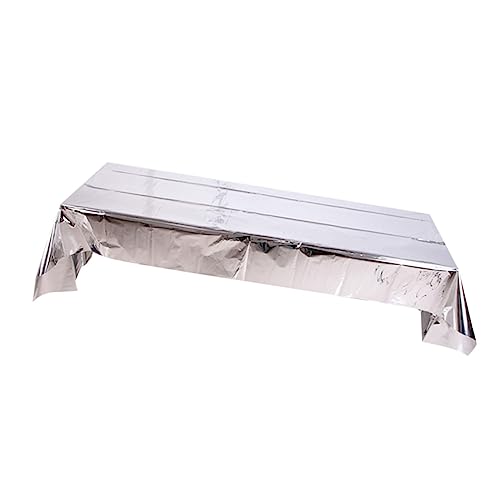 MAGICLULU Glänzende Pet Tischdecke Silber Abwischbar Leicht Wasserfest für Weihnachtsfeier Geburtstag und Partydekoration Tischschutz mit Modischem Glitzereffekt von MAGICLULU