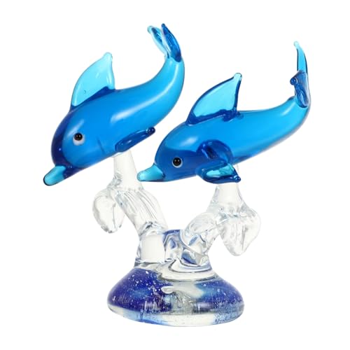 MAGICLULU Glas Delfin Figur Delfin Dekoration Aus Glas Ornament Glasfiguren Für Schreibtisch Oder Weinschrank von MAGICLULU