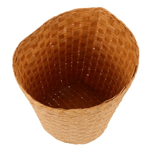 MAGICLULU Handgefertigter Geflochtener Aufbewahrungskorb aus Rattan Vielseitiger Umweltfreundlicher Papierkorb für Büro Schlafzimmer und Küche Rustikaler Vintage stil Robuste von MAGICLULU