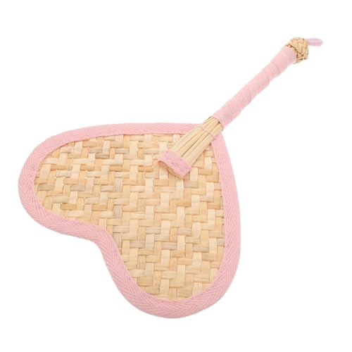 MAGICLULU Handgefertigter Handlicher Herz-förmiger Weizenstrohventilator Tragbarer Vintage Fächer für Sommerkühlung Babyspielzeug Hochzeits Partydekoration von MAGICLULU