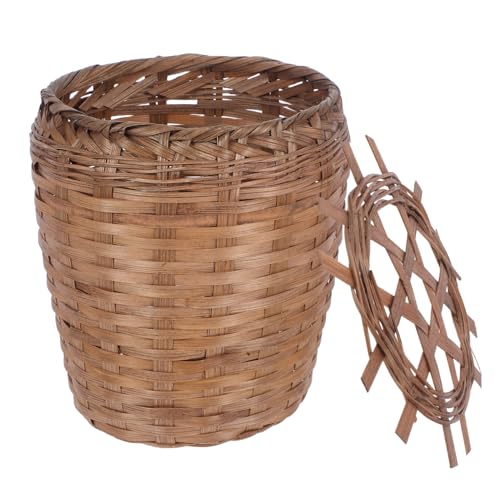 MAGICLULU Hölzerner Müllkorb Badezimmerabwärtspunkte Blumentopfhalter Wäschekörbe Aus Weidengeflecht Müllcontainer Bin Kleiner Recyclingbehälter Papierkorb Aus Rattan Hellbraun Holz von MAGICLULU