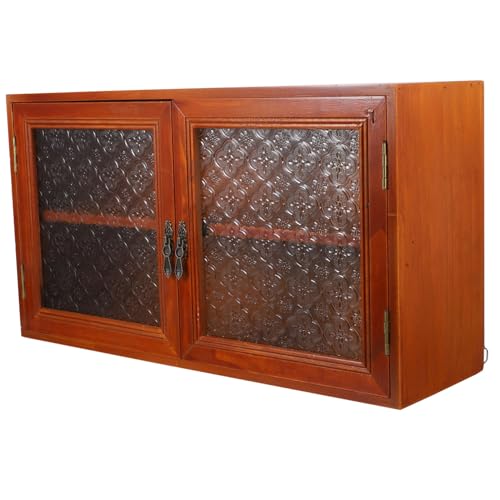 MAGICLULU Holz Theken Organizer Doppelstöckiger Aufbewahrungsschrank Für Esszimmer Rustikaler Holzschrank Mit Fächern Und Langem Glasfenster Für Arbeitsplatte von MAGICLULU