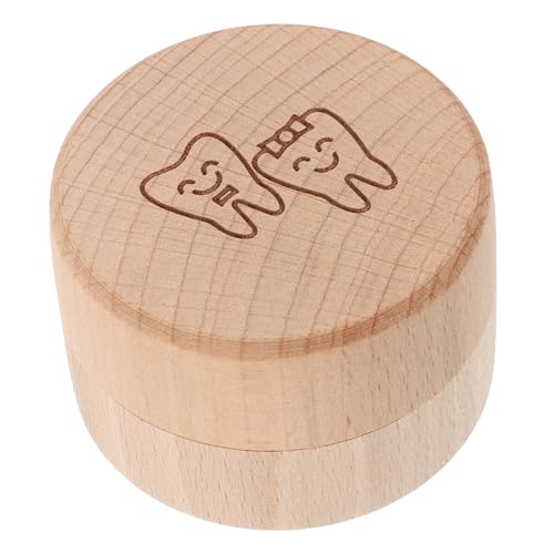 MAGICLULU Aufbewahrungsbox Holz Milchzahnhalter Kinderzahnbehälter Zahnandenken-organizer Kleine Zahnbox Andenken-zahnbox Cartoon-zahnhalter von MAGICLULU