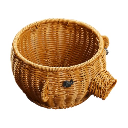 MAGICLULU Imitation Rattan Obstkorb im Schweinskopf Design Kreativer Obsthalter für Zuhause Restaurant und Partys von MAGICLULU