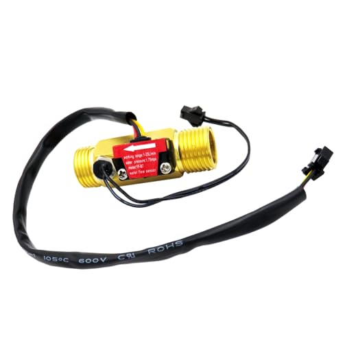 MAGICLULU Impeller Hall Wasserzähler Aquarium Wasserdurchflusssensor Wasserdurchfluss Wasser Hall Durchflussmesser 4 Punkte Turbinendurchflussmesser Wasserdurchflussmesser Golden von MAGICLULU