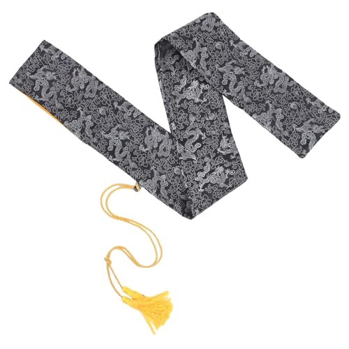 MAGICLULU Japanische Taichi Schwerttasche aus Seide Fencing Equipment Holder für Training Wettkämpfe und Aufführungen Schwarz mit Silberdrachenmuster von MAGICLULU