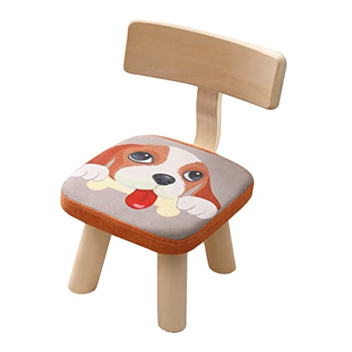 MAGICLULU Junge Mädchen-rückenstuhl Junge Mädchen-rückenhocker Welpenmuster Hocker Für Kleinkinder Anti-Fall-hocker Aus Holz Baumwolle Leinen Und Schwamm Abnehmbarer Sitzbezug Waschbar von MAGICLULU