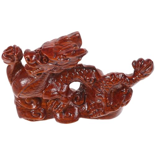 MAGICLULU Holz Drachenstatue Tischdeko Aus Hochwertigem Material Kreative Kleine Drachenfigur Für Wohnzimmer Feng Shui Ornament Langlebig Und Stabil von MAGICLULU