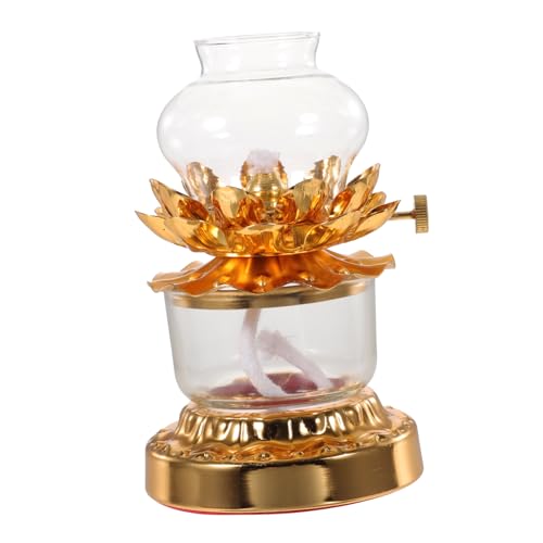 MAGICLULU Lotus Butter Lampe Windgeschützte Tischdekorationslampe Für Buddhistische Anlässe Edles Design Für Wohnzimmer Tempel Garten Und Yoga-Raum von MAGICLULU