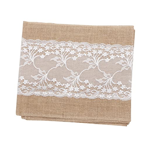 MAGICLULU Leinen Tischläufer Mit Spitzenrand Rustikales Tischset Für Hochzeiten Partys Feiern Jute Und Spitze Pflegeleicht Und Langlebig Für Küchentische Und Besondere Anlässe von MAGICLULU