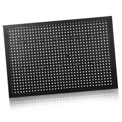 MAGICLULU Metall pegboard Wandorganizer Schwarz mit Haken Vielseitiges Lochplatten aufbewahrungsregal für Garage Werkstatt Büro Effiziente Werkzeug Bastelmaterial ordnung von MAGICLULU
