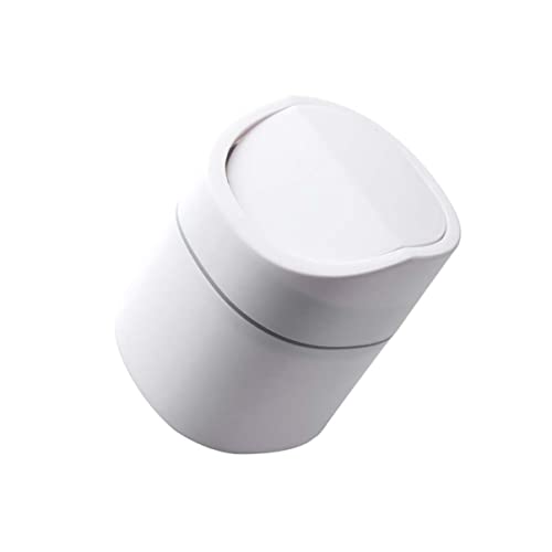MAGICLULU Mini Abfalleimer mit Druckdeckel Kompakter Tischmülleimer für Badezimmer Büro Auto Hochwertiger Material Abfallbehälter Weiß für Abfallentsorgung von MAGICLULU